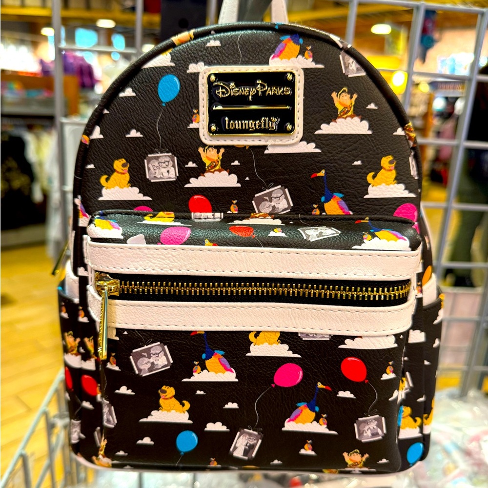 NEW Disney Parks Loungefly Mini Backpack Black Up Pixar Russell Carl Dug Balloon
